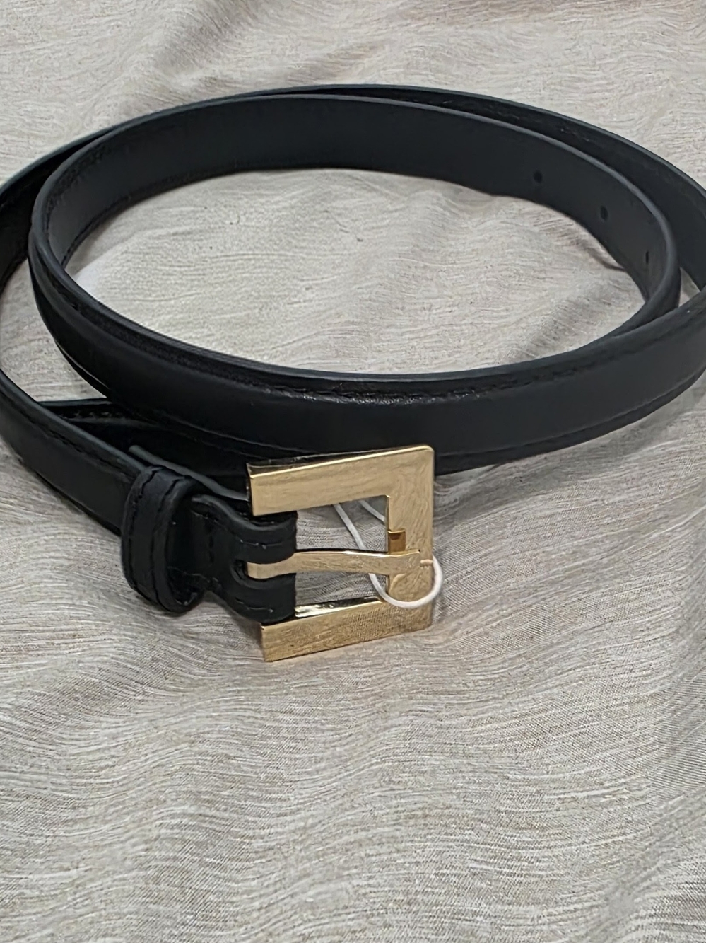 Anine Bing Black Leather Belt with Gold Buckle- Never Worn